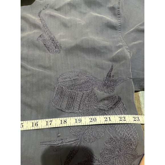 Bamboo Cay Men's Short Sleeve Button Up Shirt Embroidered Musical Instruments L - Picture 7 of 10